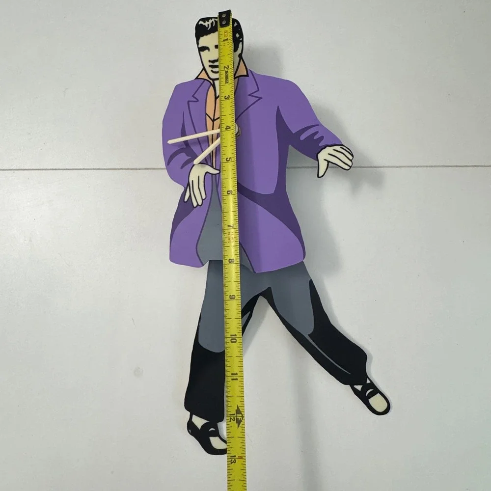 Vintage Elvis Presley Pendulum Wall Clock Purple Suit Dancing Legs Delitone 90's